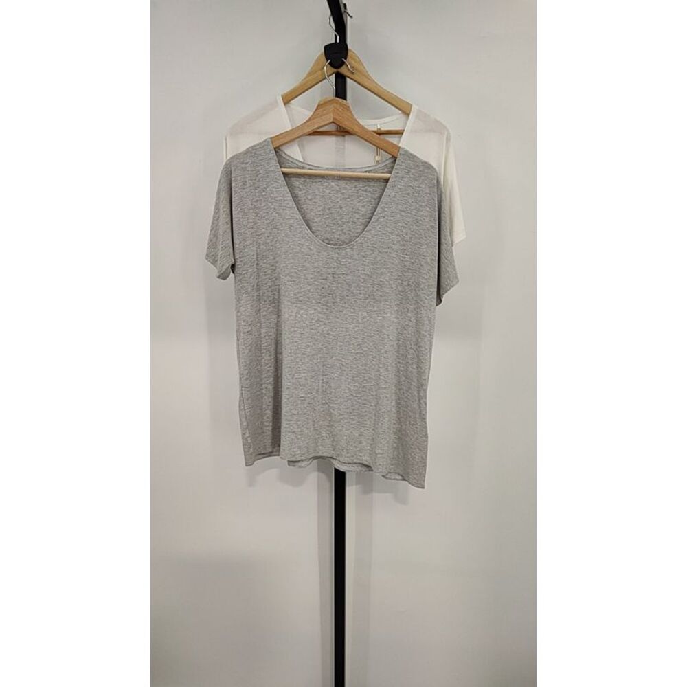 NWT Quince Maternity Bamboo Jersey Tee Pack of 2 White / Grey